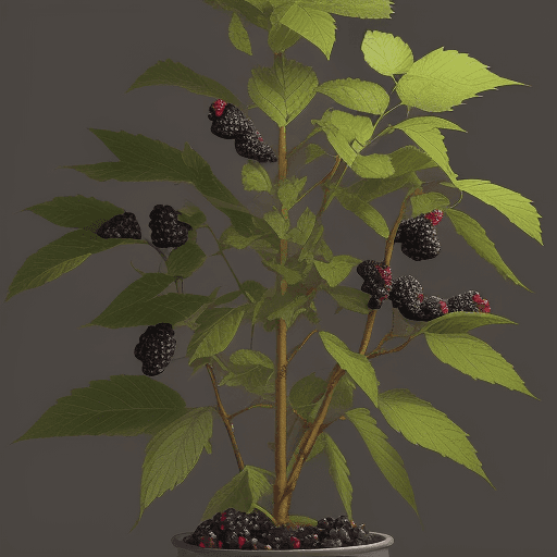 AI generated: high resolution blackberry canes growing from the ground with foliage only. background must be trans...