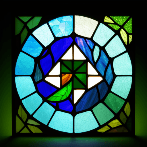 AI generated: stained glass tiffany, Overgrown Environmental art, Minimalistic, negative space., illustration, con...