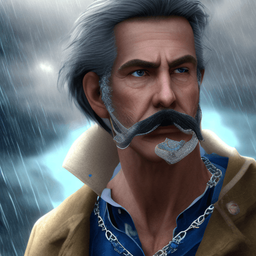 AI generated: MALE, Middle Age, with a silver necklace that has a small orb held in a claw, Side-parted slick back...