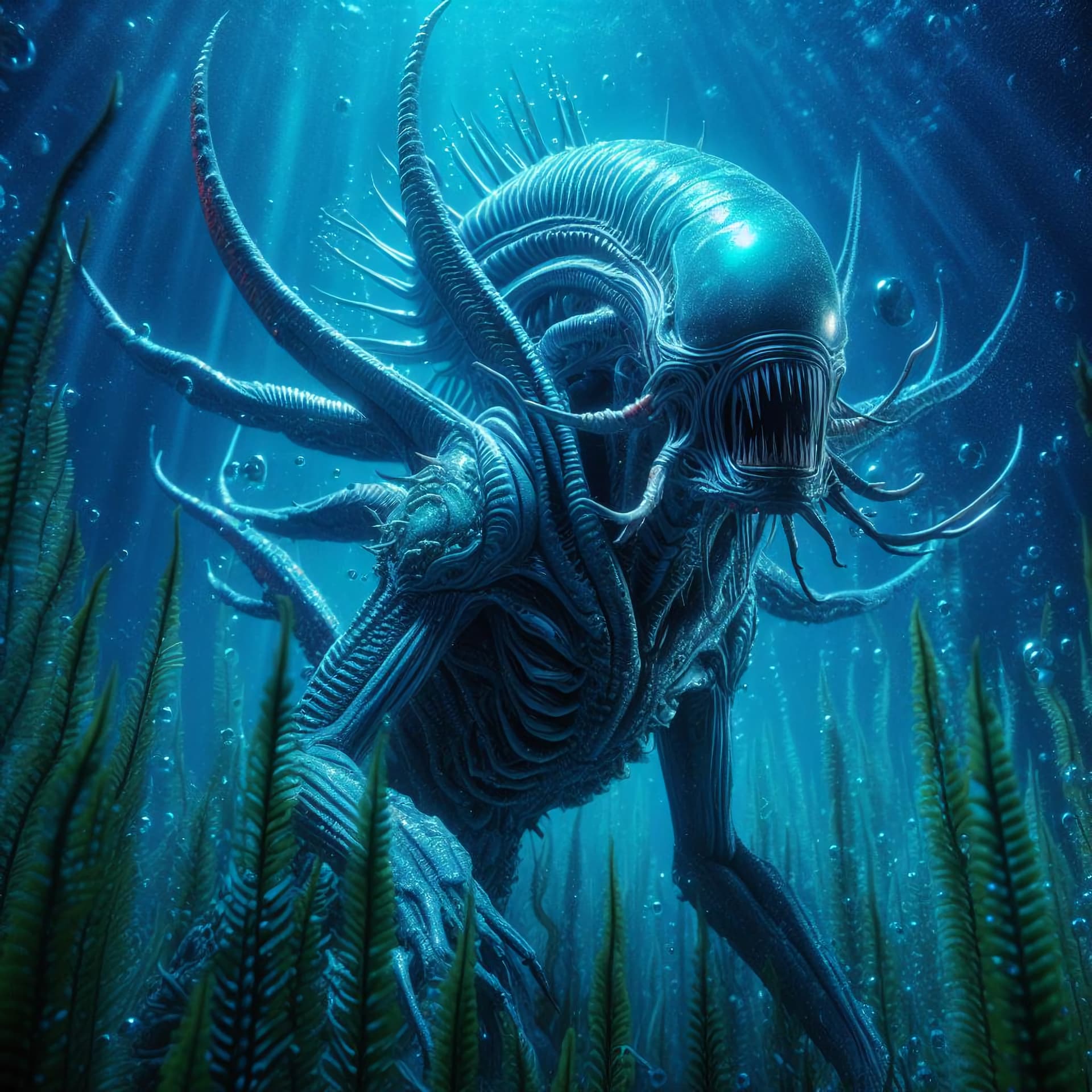 AI generated: a aqua creature, monster,shiny,professional photography, masterpiece, unreal engine, very high detai...