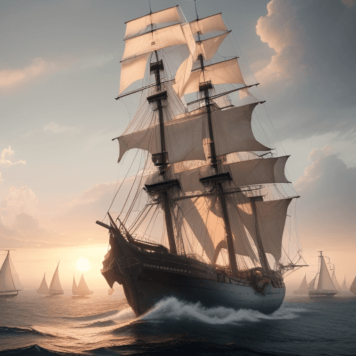 AI generated: Photo of a ultra realistic sailing ship, dramatic light, pale sunrise, cinematic lighting, battered,...