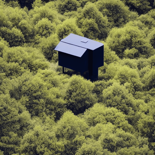 AI generated: high hovering black house in the clean sky style frank ghary