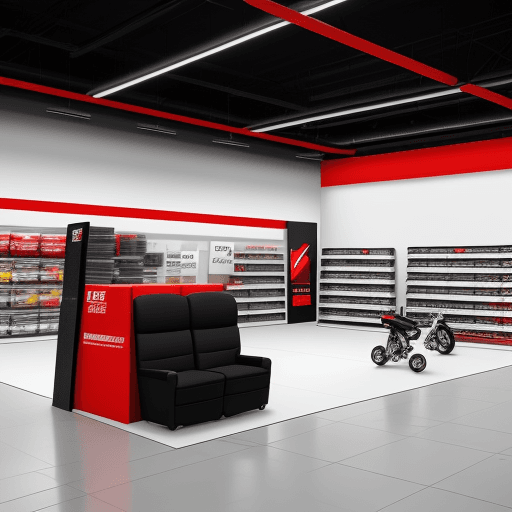 AI generated: BRIDGESTONE INDOOR SHOWROOM WITH DIMENSIONS OF 10 FEET BY 30 FEET
HEIGHT TO CEILING 15 FEET
WALLS AN...