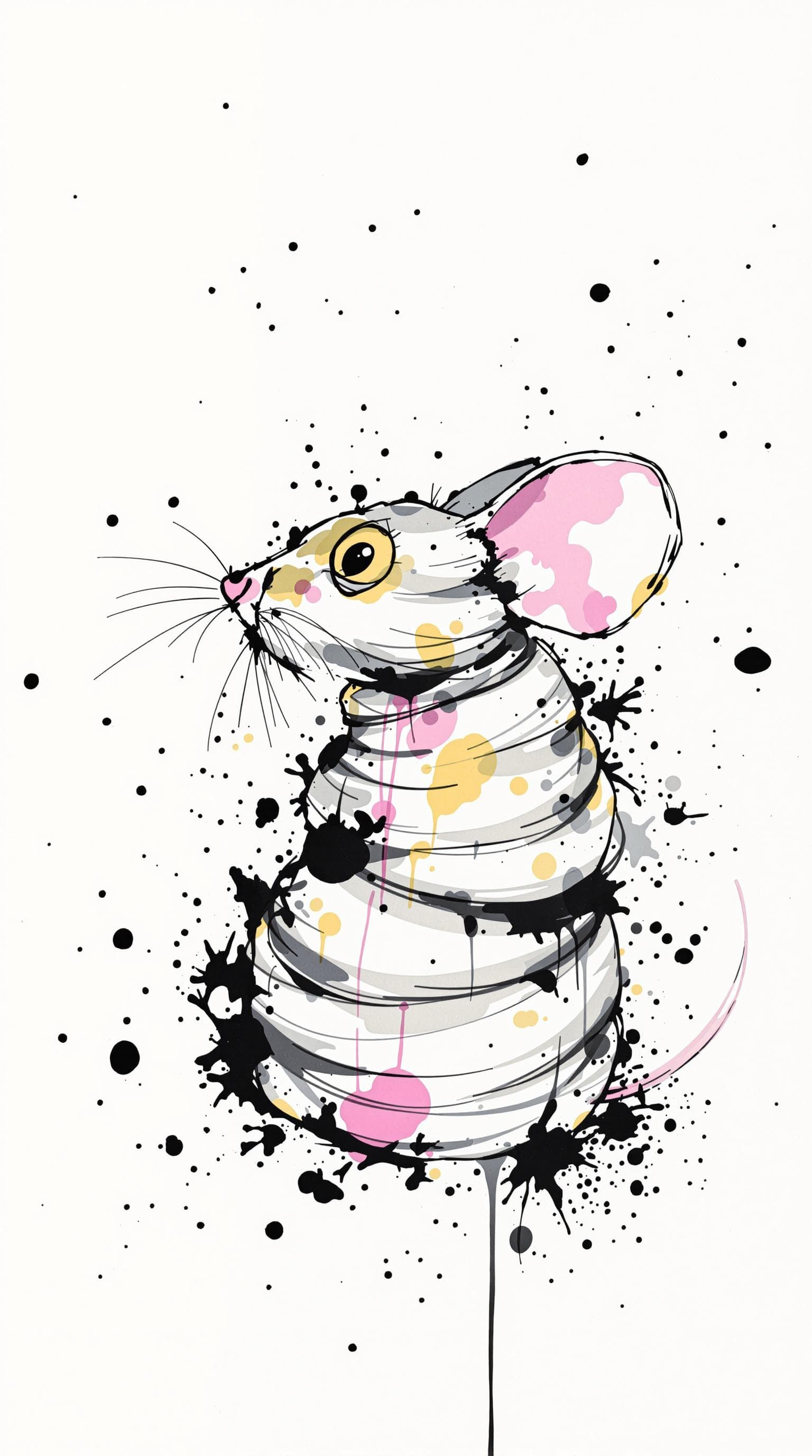AI generated: Mouse, detailed,ink style,Ink splash art on the background,ink style,The whole is on the right，Ink w...