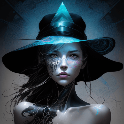 AI generated: mysterious silhouette woman with hat, by Minjae Lee, Carne Griffiths, Emily Kell, Steve McCurry, Geo...