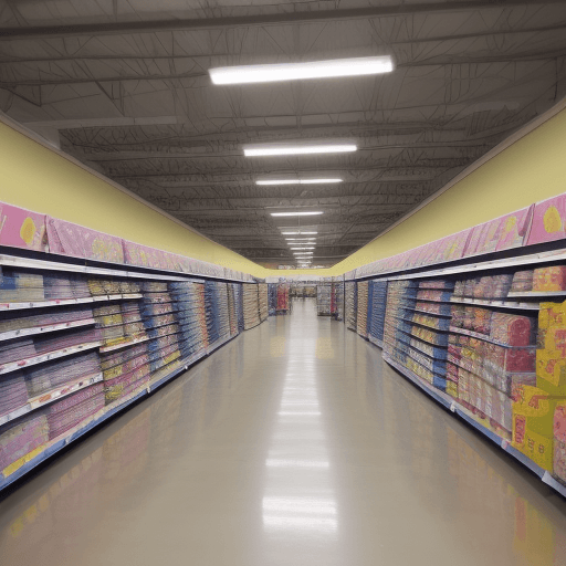 AI generated: huge, large, retail store, walmart, nostalgic, liminal