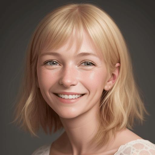 AI generated: a close up of a person with a smile on their face, a character portrait by Maria van Oosterwijk, fea...
