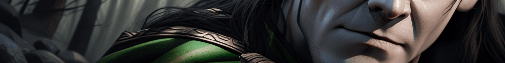 AI generated: Norse god Loki , (sly expression:1. 2) on his face, (Rugged:1. 1) , Handsome, very detailed eyes, Vi...