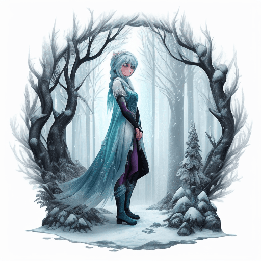 AI generated: Girl of the frozen forest, in the style of lush and detailed, fairycore