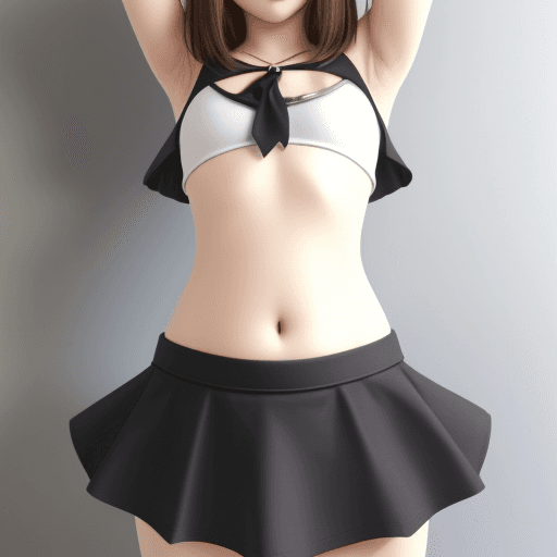 AI generated: Teen skirt (flat chest:1.3) belly button 