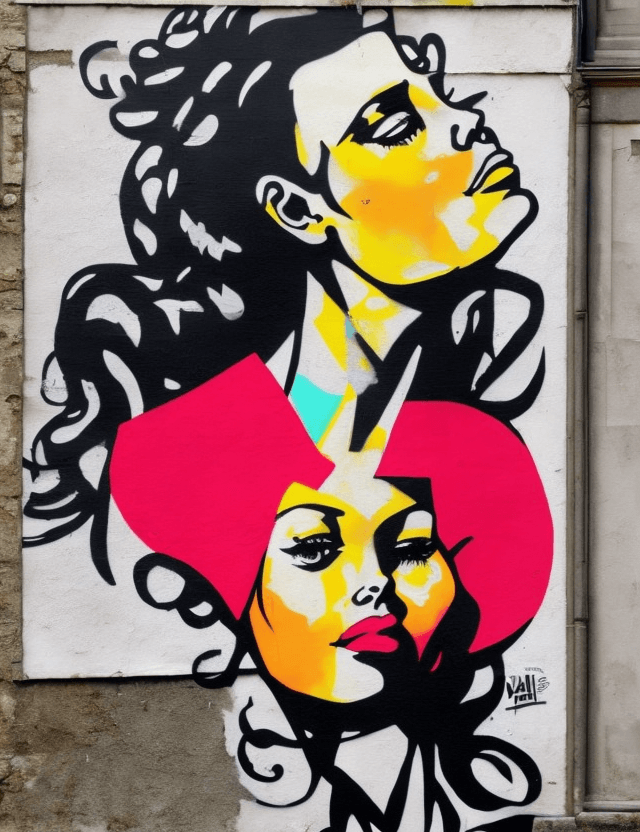 AI generated: affiche street art, vieille femme,  debout
