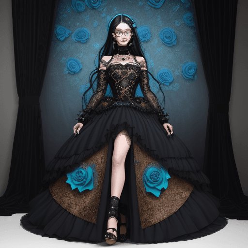 AI generated: A full body photorealistic beautiful dress made entirely of leaves with blue apple texture, rose pat...