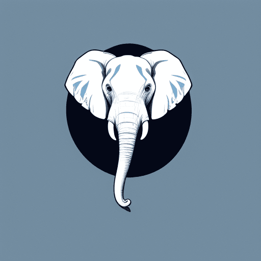 AI generated: monochrome logo designed with an elephant on blue background