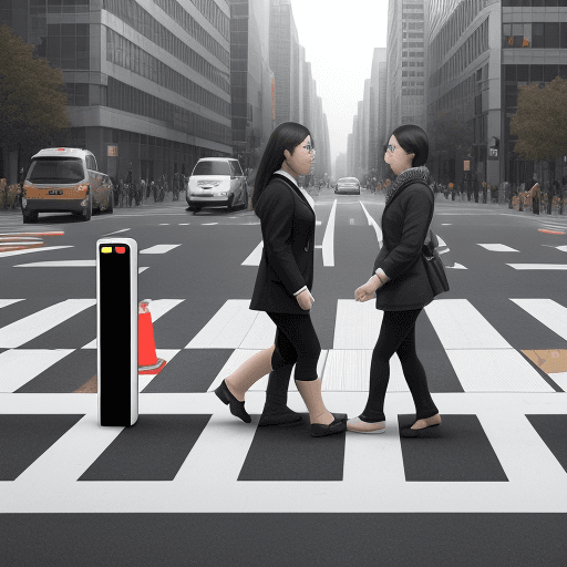 AI generated: smart crosswalk system, people, safety, sensor, ai
