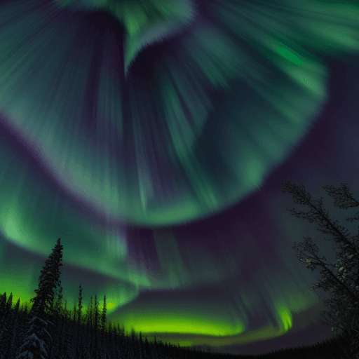 AI generated: Northern Lights in the Forest (Aurora Borealis)