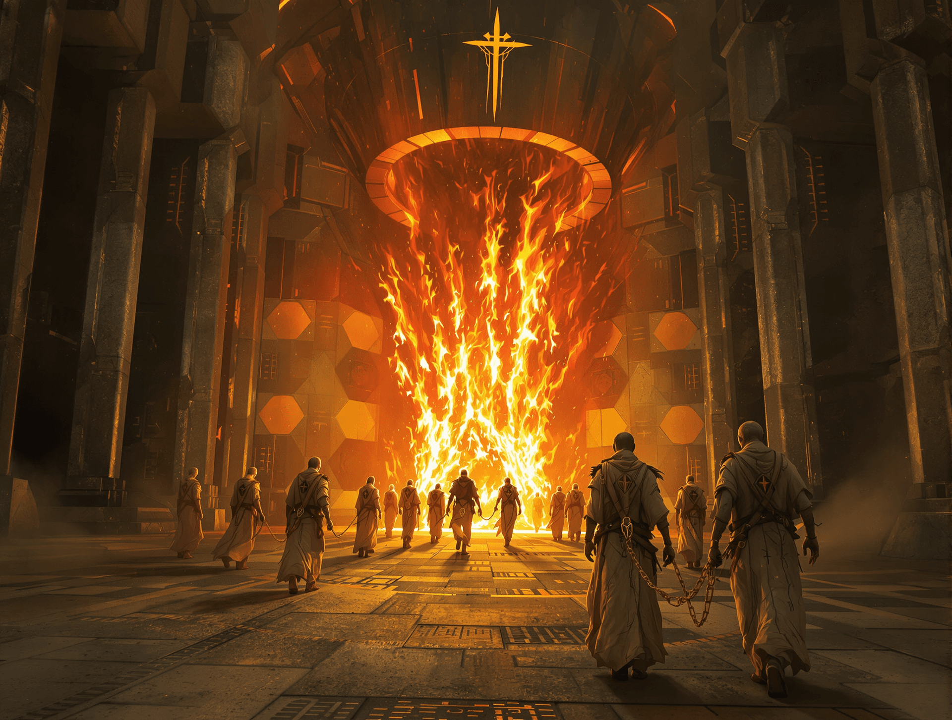 AI generated: /Artprompt Sci-fi, create a dystopian futuristic scene depicting (a group of strange mystical beings...