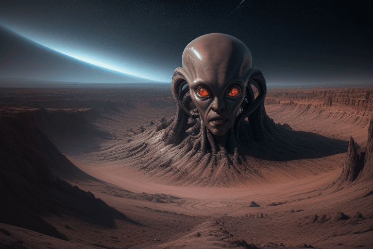 AI generated:  An incredible detailed portrait of a vast alien landscape , 8k, extreme detail, photorealistic, dir...
