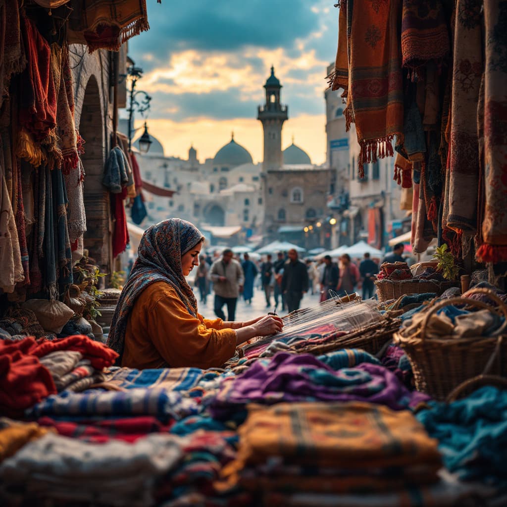 AI generated: reference from movie kingdom of heaven film, Jerusalem city Magnificent view of the market  with act...
