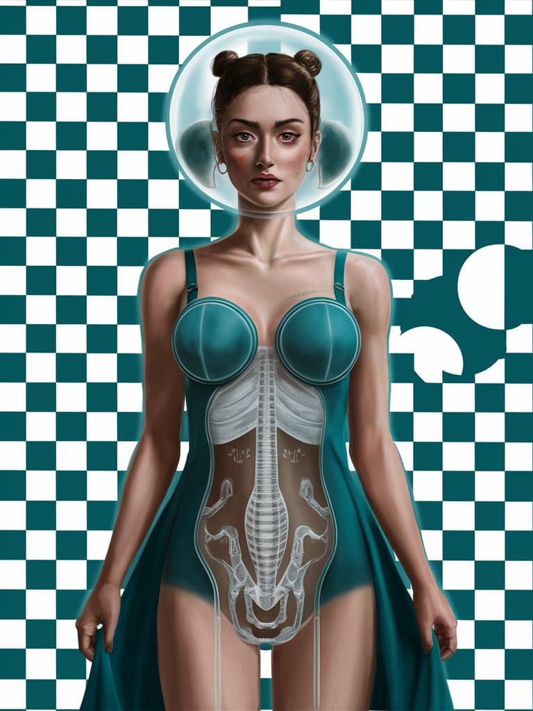AI generated: teal and white checkered background,(best quality, 4k, 8k, highres, masterpiece:1.2),ultra-detailed,...