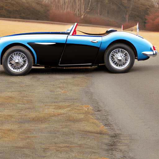 AI generated:  drive a Austin Healey Car
