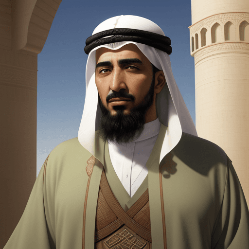 AI generated: A wise Arab Muslim fictional character: “Al-Hakim Elias,” who is distinguished by wisdom, peace, fai...