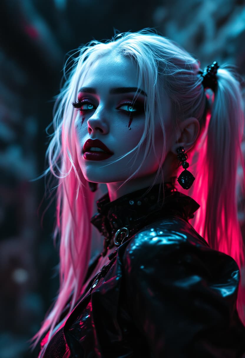 AI generated: A stunning masterpiece showing a Harley Quinn portrayal in a dreamlike and captivating light,, under...