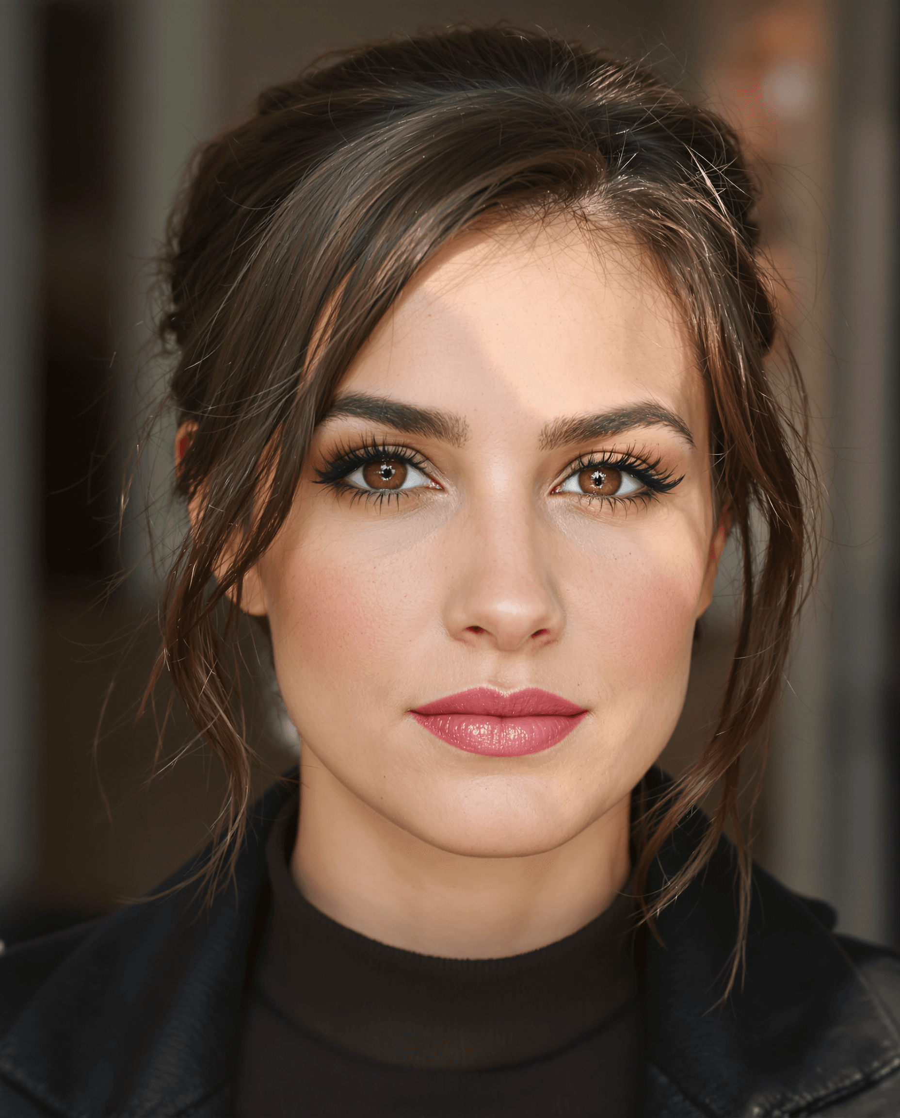 AI generated: A 3 by 3 grid image portrait of a British Caucasian woman with a realistic, symmetrical face. She ha...