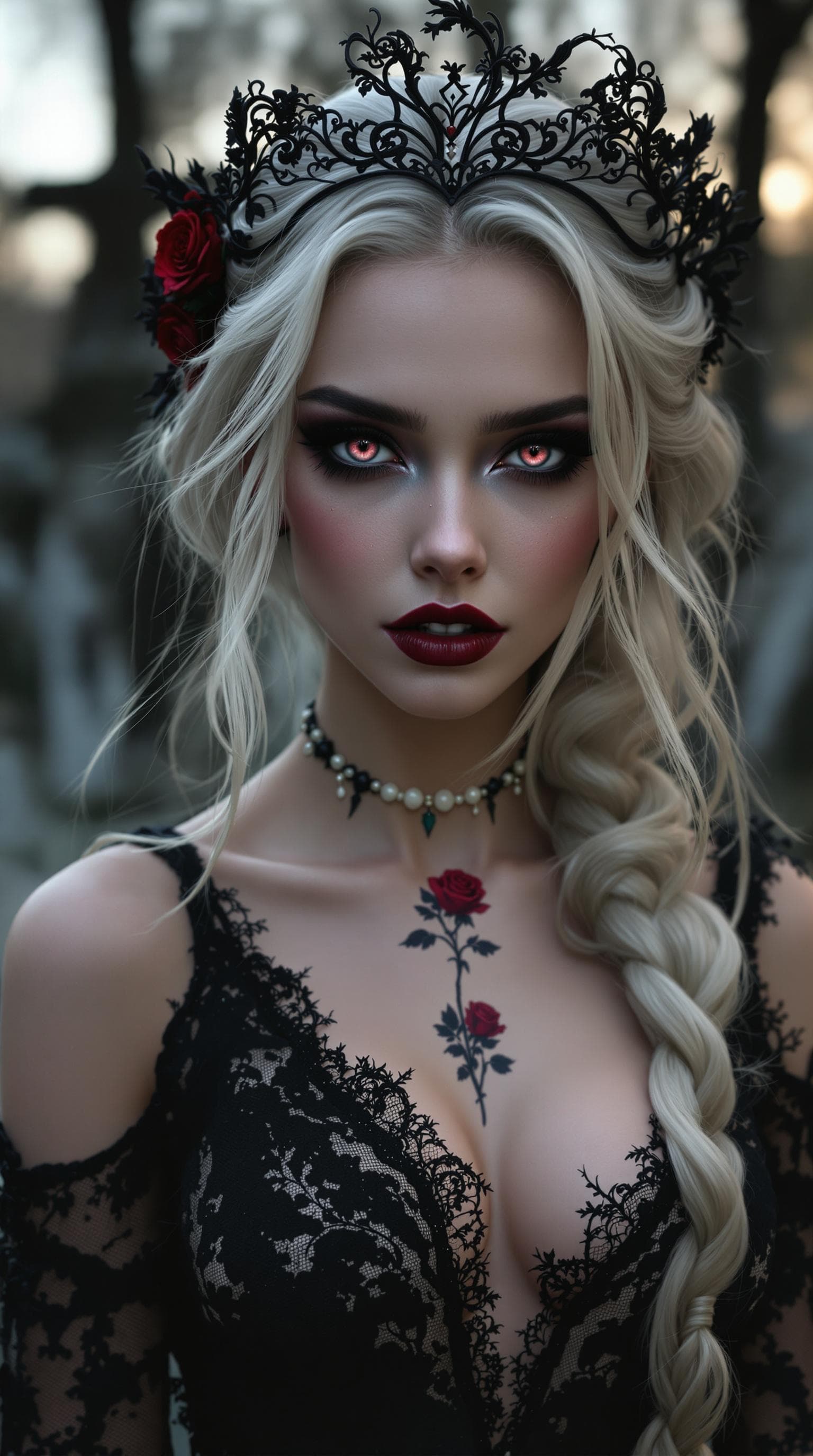 AI generated: a professional photo of a exceptionally of the most beautiful Russian vampire girl in the world, (ag...