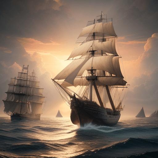 AI generated: Photo of a ultra realistic sailing ship, dramatic light, pale sunrise, cinematic lighting, battered,...