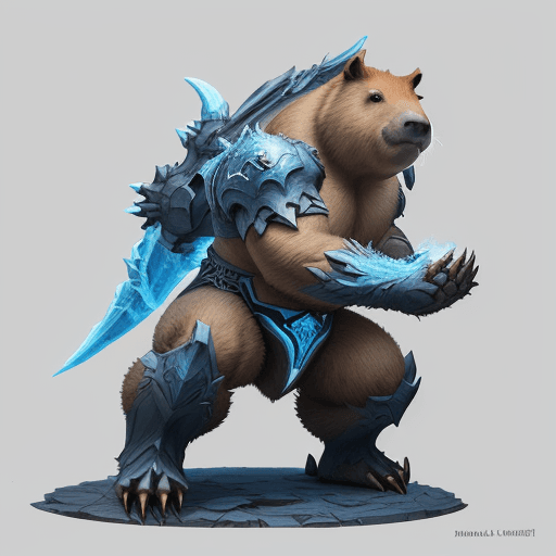AI generated: Volibear, the maniac capybara is shown in some form of drawing, in the style of dark white and azure...