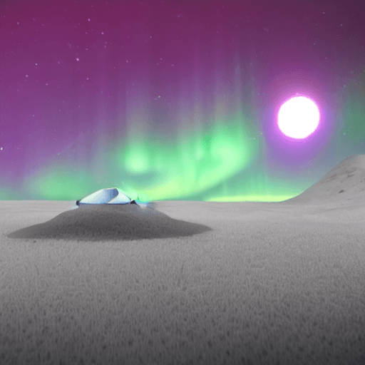 AI generated: 3d render, disco ufo, aurora in background, hyper realistic