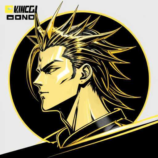 AI generated: Create a logo for a soccer brand featuring a cyberpunk anime king with very characteristic neon ligh...