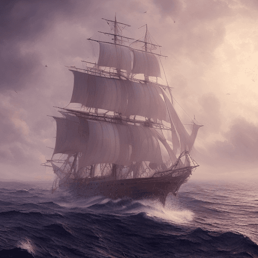AI generated: Photo of a ultra realistic sailing ship, dramatic light, pale sunrise, cinematic lighting, battered,...