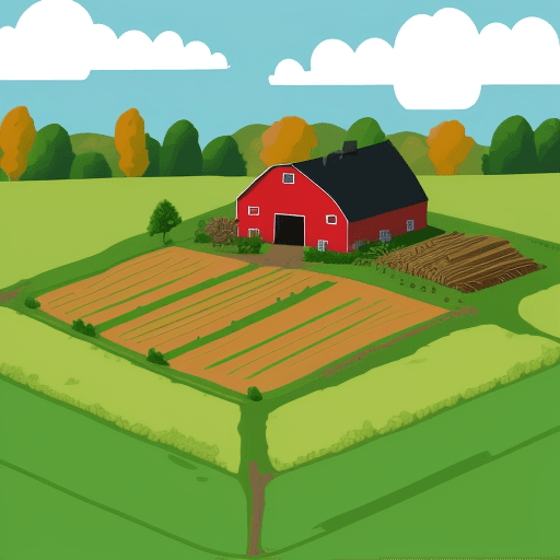 AI generated: Stumpf farm, vector style