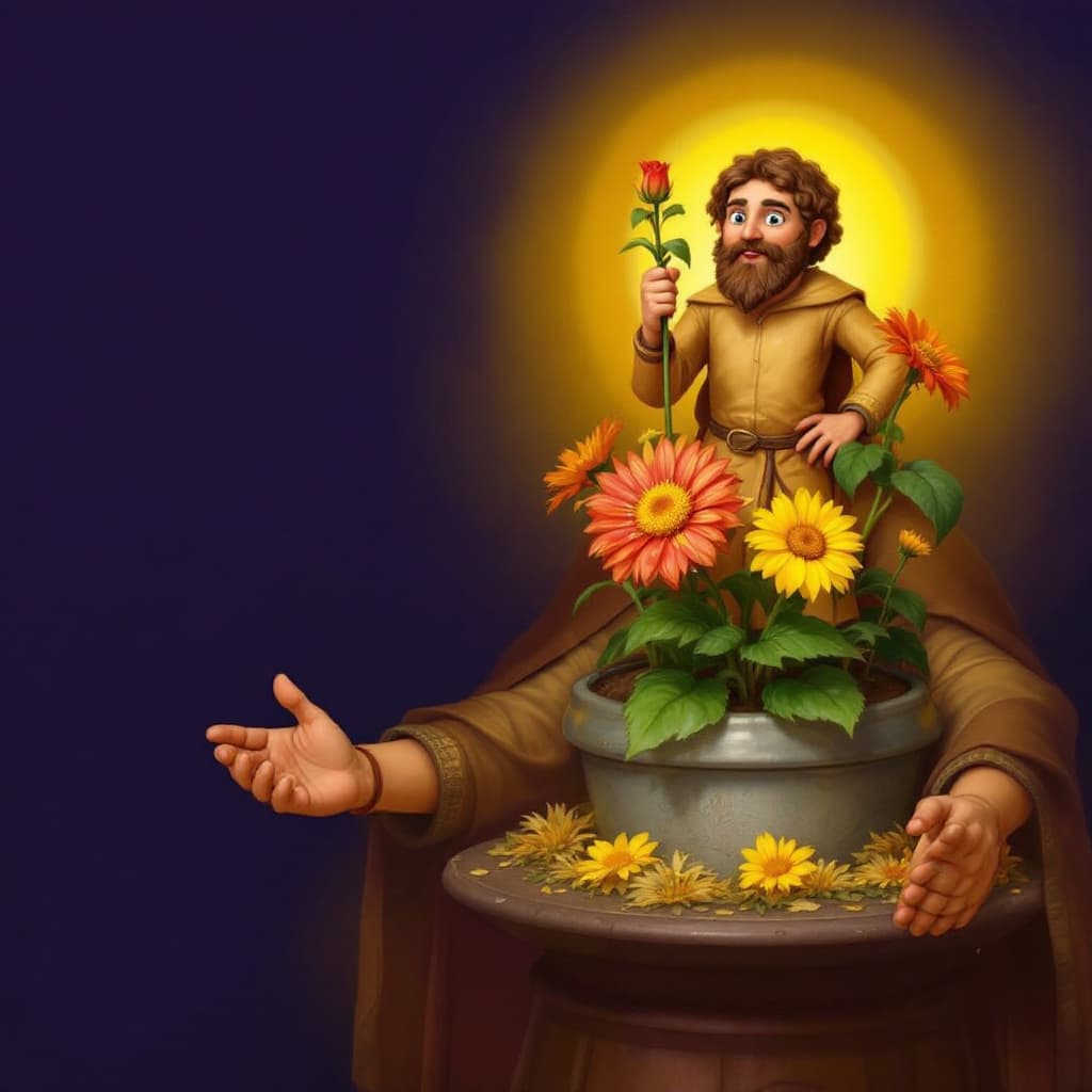AI generated: Gerry the pot flower saint.