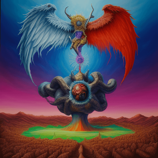 AI generated: Highest quality, highly detailed surrealist painting evoking the scripture (For we wrestle not again...