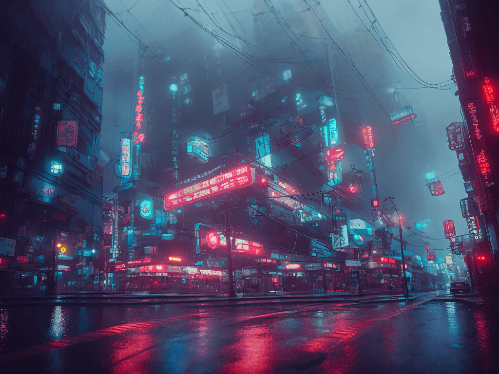 AI generated: gigant octopus , 35mm f2, rainy foggy cyberpunk city neo tokyo, cinematic lighting, reflections, 4k,...