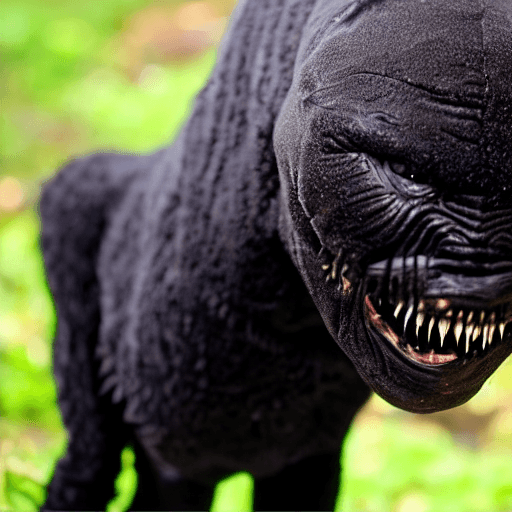 AI generated: Horror black creature,scary animal,sore face,