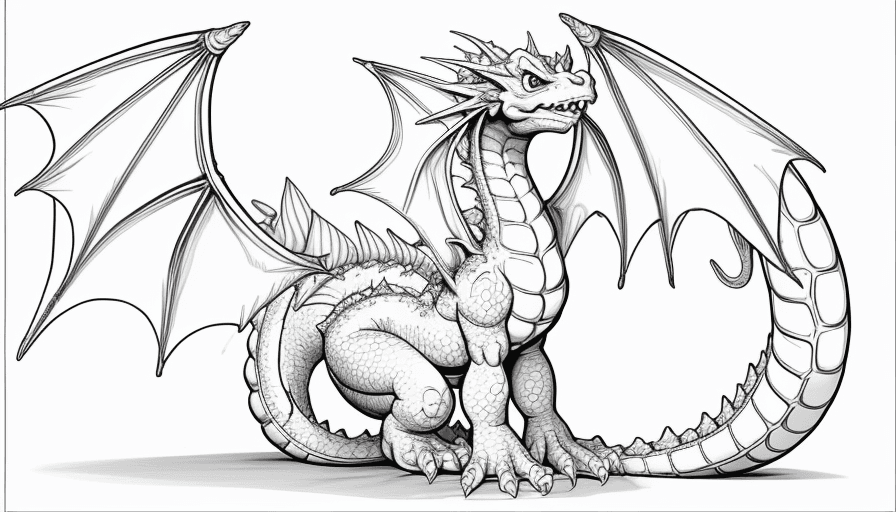 AI generated: cartoon baby flower dragon only the lines so i can paint it and fit the canvas