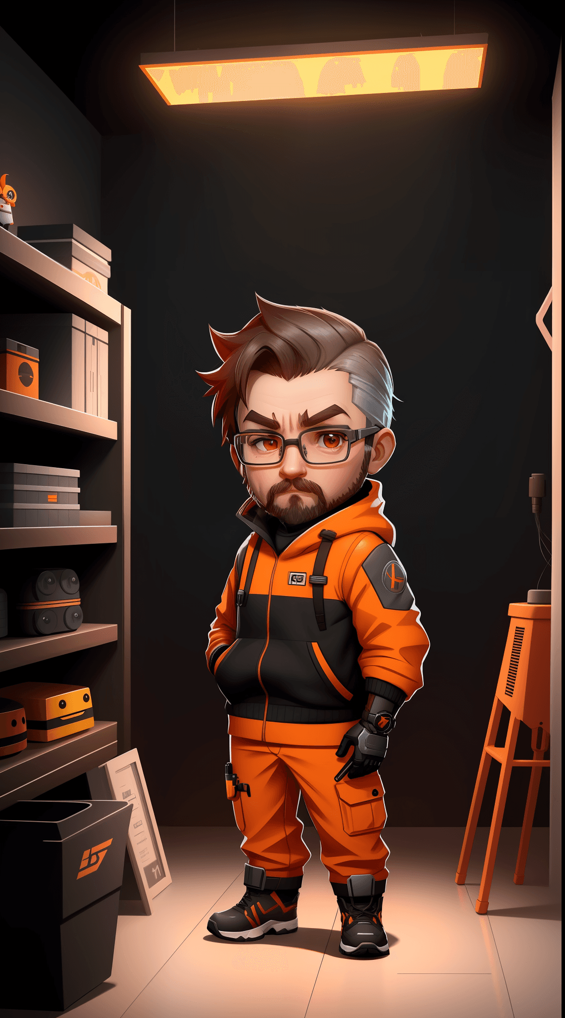 AI generated: Gordon freeman character from half-life game, cute style, chibi style, ultra detailed, pixar design,...