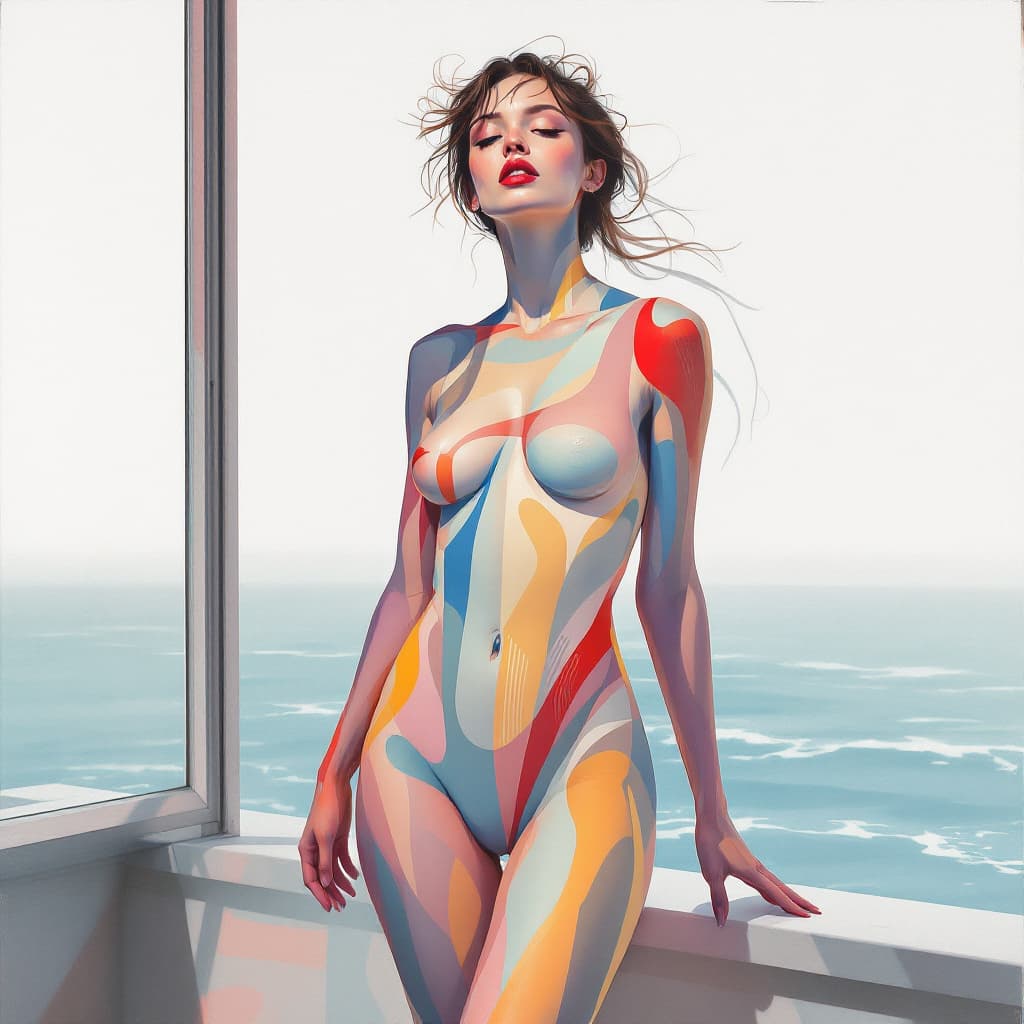 AI generated: Ha beautiful undressed woman, painting by Lois van Baarle and Greg Rutkowski, Artgerm, beautiful col...