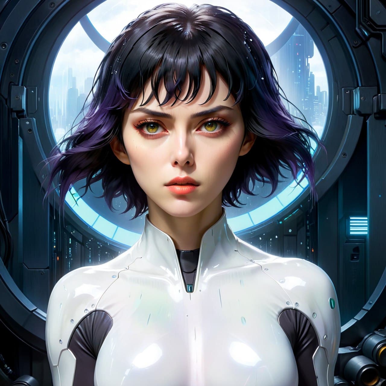 AI generated: weta disney pixar movie still portrait photo of motoko kusanagi ghost in the shell : : as woman by p...