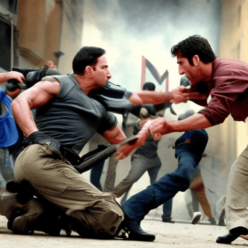AI generated: Like a Real civil var movie fight scane 