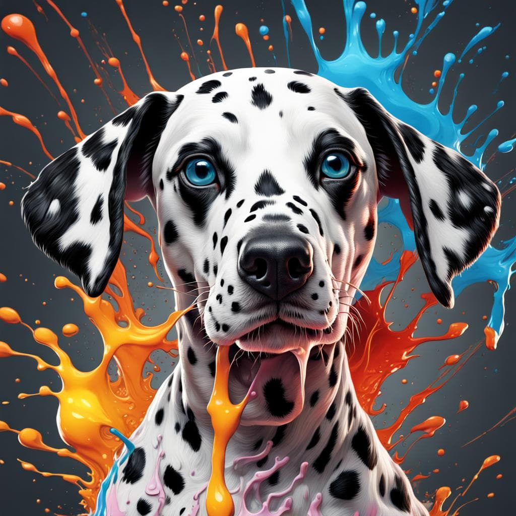 AI generated: a Dalmatian puppy, Hyperrealistic, splash art, concept art, mid shot, intricately detailed, color de...