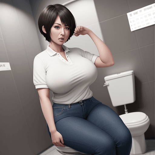 AI generated: ((public toilets)),)（Best Quality,8K,Raw photo,Realistic,High resolution:1.2),(sexy curvy japanese m...
