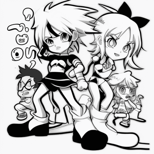 AI generated: Line graphic design cartoon, animeLine graphic design cartoon, anime,{{{{{{black and white style}}}}...