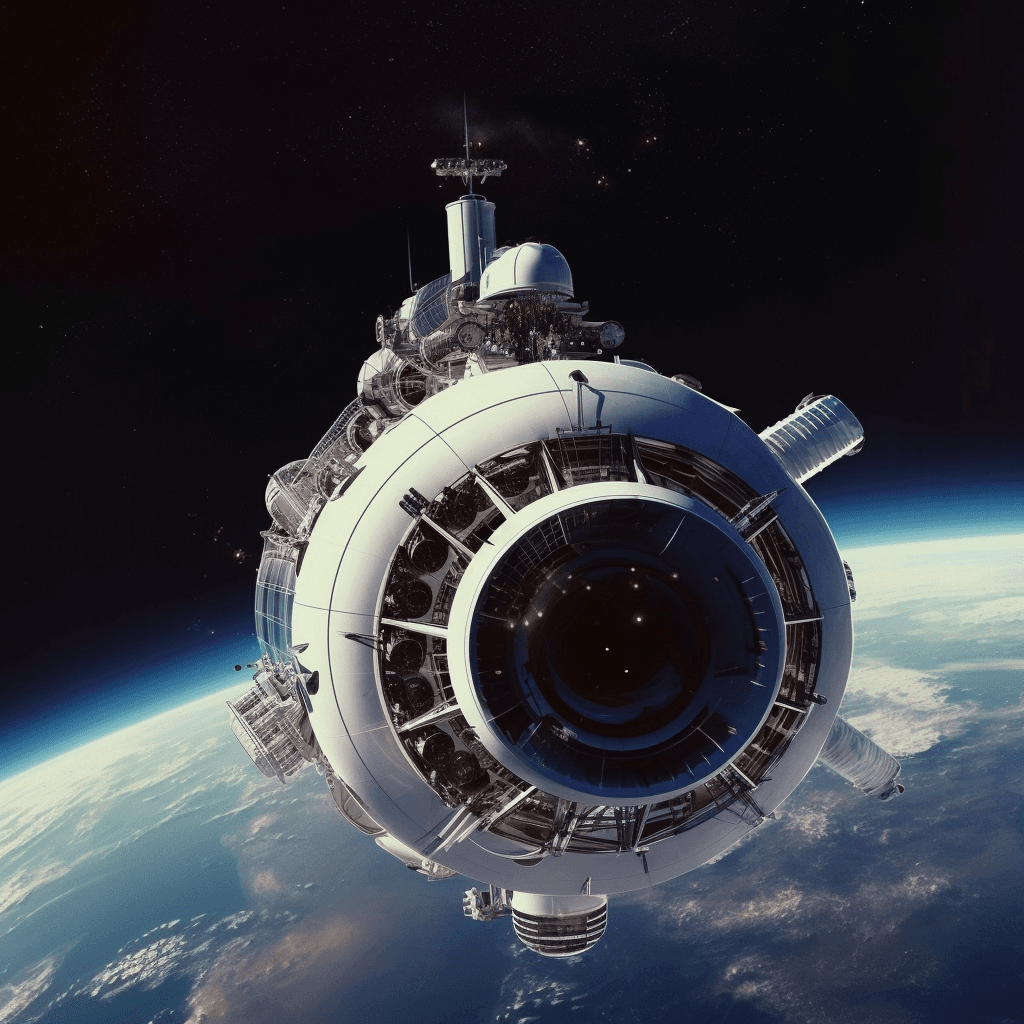 AI generated: working in space, space craft engines