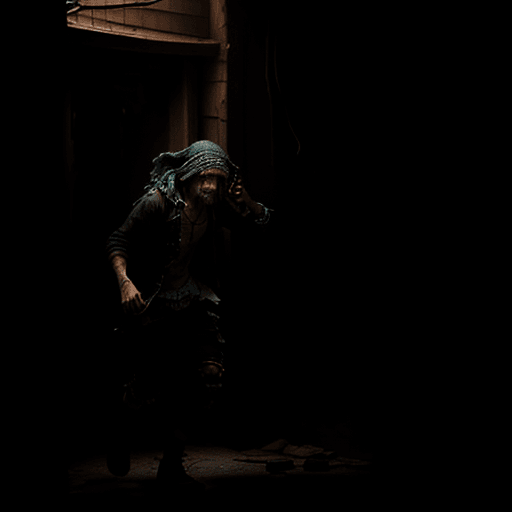 AI generated: A high resolution image of a rebel in tattered clothes looting a fantasy shop 4k 60fps