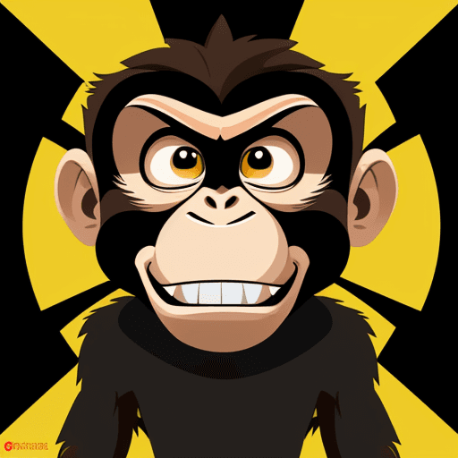 AI generated: vector illustration, monkey, angry, watching at camera, cartoon
