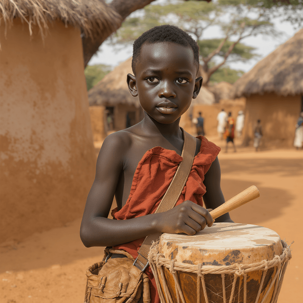 AI generated: Generate an imag of a-12-year-old African boy with short curly black hair, bright curious eyes, and ...